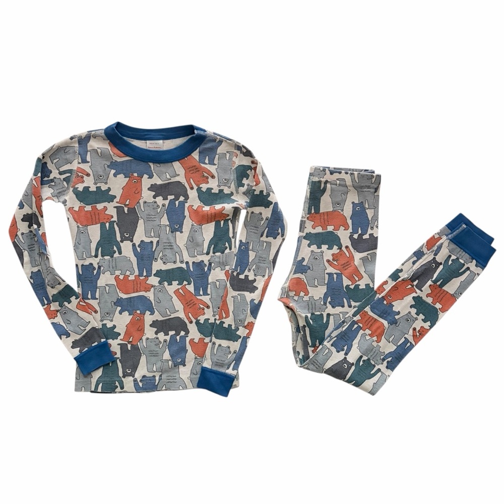 Hanna Andersson Kids Pajama Set - Blue and Orange Animal Print